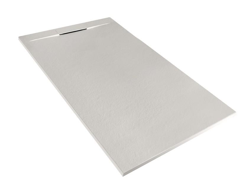 Receveur de douche Matic 90x160 en résine effet pierre bouchardée gris | IperCeramica