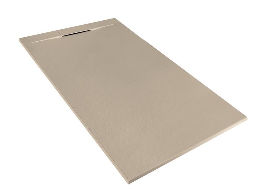 Receveur de douche Matic 90x160 en résine effet pierre bouchardée taupe | IperCeramica