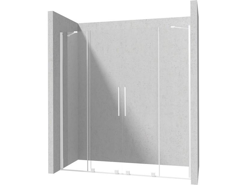 Porte de douche Prizma 2 battants coulissants 190 H195 cm ext. 88/90-98/100 verre 6 mm transparent profilés blanc mat | IperCeramica