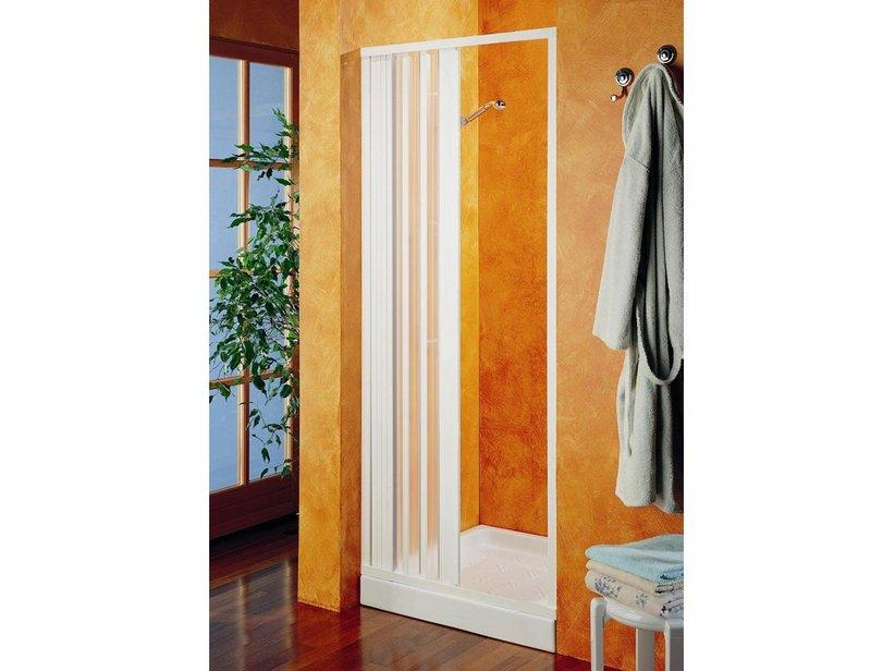 Porte de douche coulissante Hobby 90xh184 cm PVC 1 mm semi-transparent blanc mat | IperCeramica