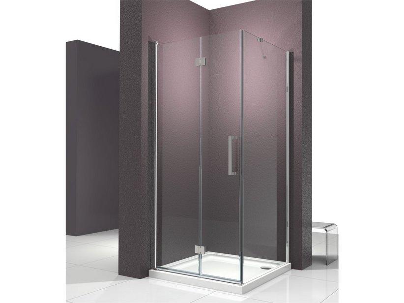 Cabine de douche d'angle Fantasy2 70x70 h192 Ext 67,8/69,8-68,3/70,3 porte pliante et paroi lat. verre transparent 6 mm chrome | IperCeramica
