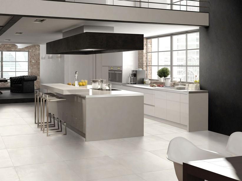 Carrelage Portland White 61,5x61,5 grès cérame effet béton blanc | IperCeramica