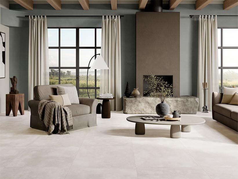 Carrelage Powder White 80x80 grès cérame effet béton blanc | IperCeramica