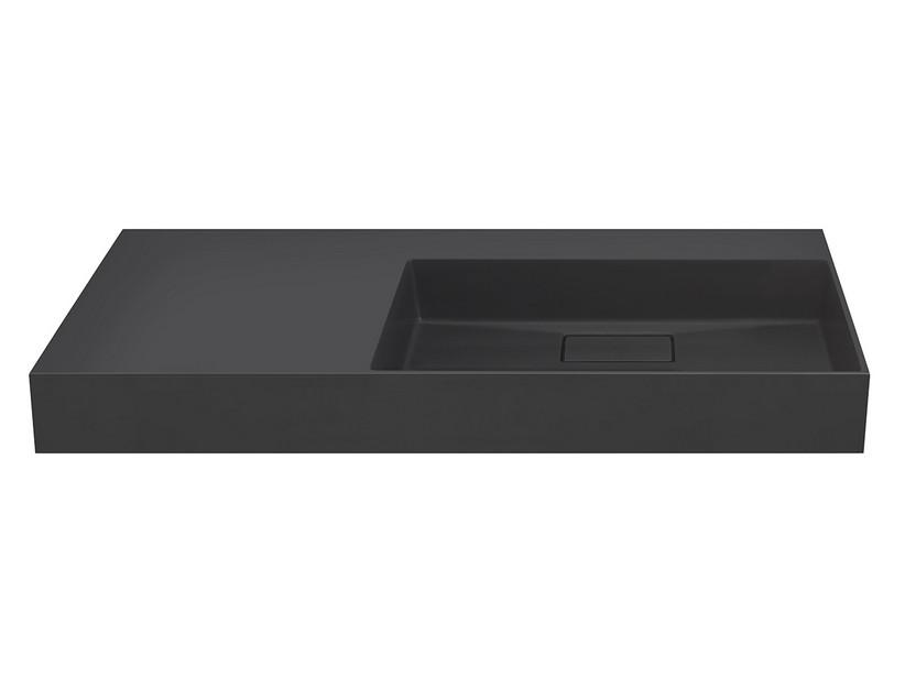 Lavabo Unitop Quadro 120x48 cm vasque droite résine anthracite mat | IperCeramica