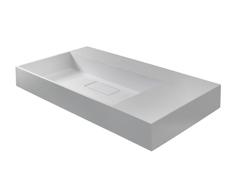Lavabo Unitop Quadro 100x48 cm vasque gauche résine effet pierre bouchardée blanc | IperCeramica