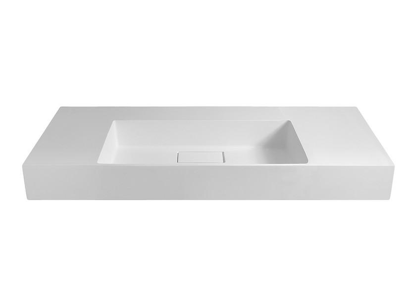 Lavabo Unitop Quadro 120x48 cm vasque centrale résine effet pierre bouchardée blanc | IperCeramica