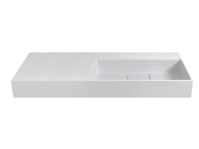 Lavabo Unitop Quadro 120x48 cm vasque droite résine effet pierre bouchardée blanc | IperCeramica