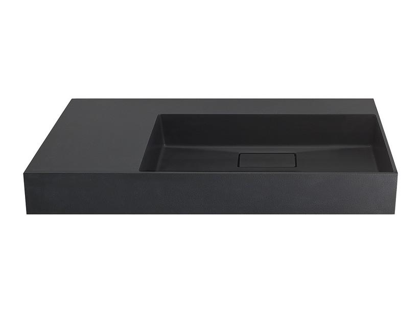 Lavabo Unitop Quadro 100x48 cm vasque droite résine effet pierre bouchardée anthracite | IperCeramica