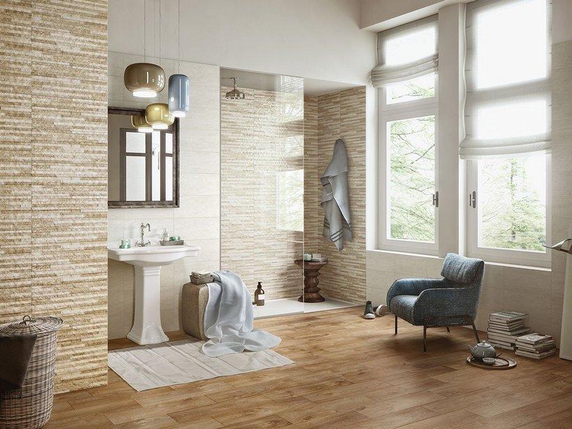 Carrelage mural Rieti Beige 20x45 effet travertin beige clair | IperCeramica