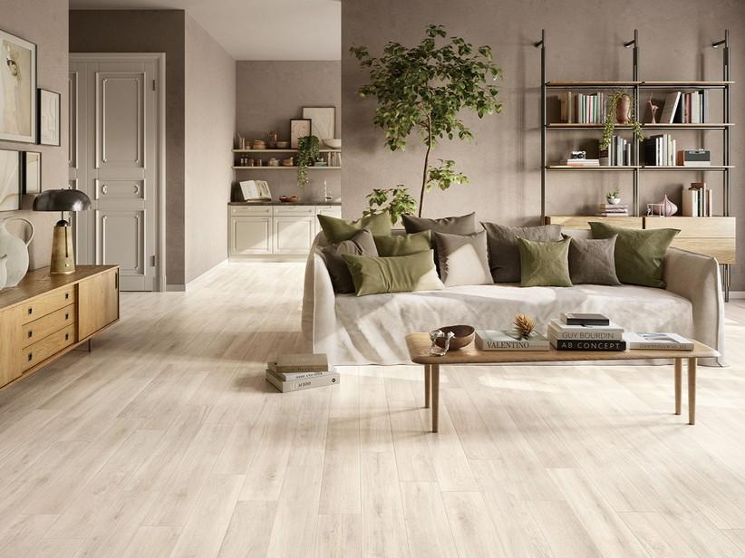Carrelage River White 15X90 grès cérame effet bois chêne blanc | IperCeramica
