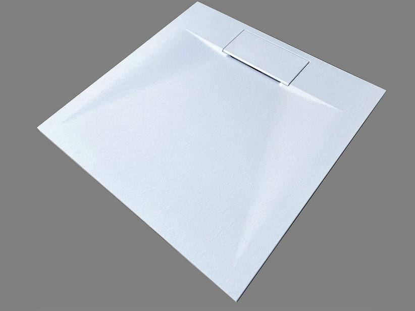 Receveur de douche Rune 80x80 cm acrylique avec résine et fibre de verre effet pierre blanc | IperCeramica