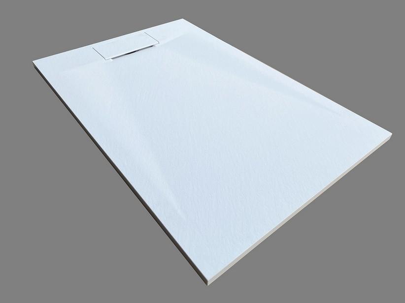 Receveur de douche Rune 120x80 cm acrylique avec résine et fibre de verre effet pierre blanc | IperCeramica