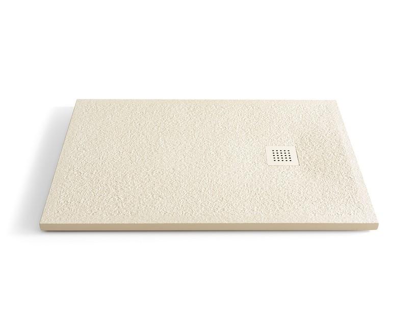 Receveur de douche Sasso 140x80 cm céramique effet pierre bouchardée beige | IperCeramica