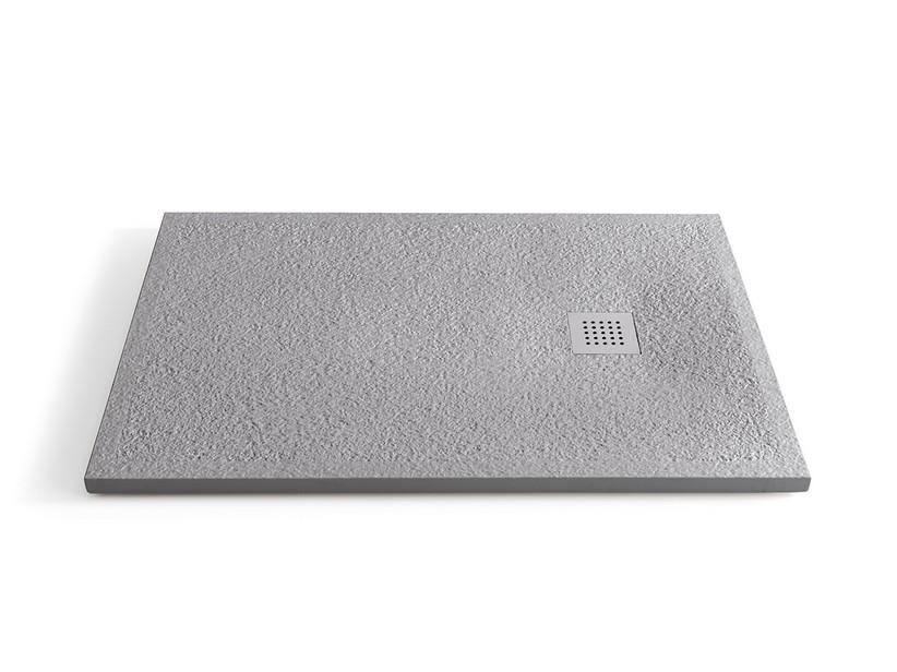 Receveur de douche Sasso 140x80 cm céramique effet pierre bouchardée gris | IperCeramica