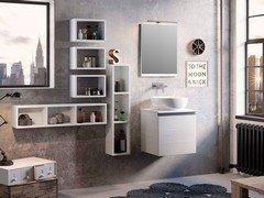 Meuble de salle de bains Smart 51 cm mélèze blanc avec plan de vasque à poser | IperCeramica