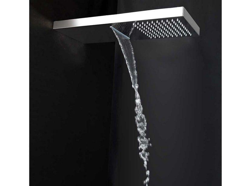 Pomme haute de douche 50x22 acier inox rectangulaire pluie + cascade | IperCeramica