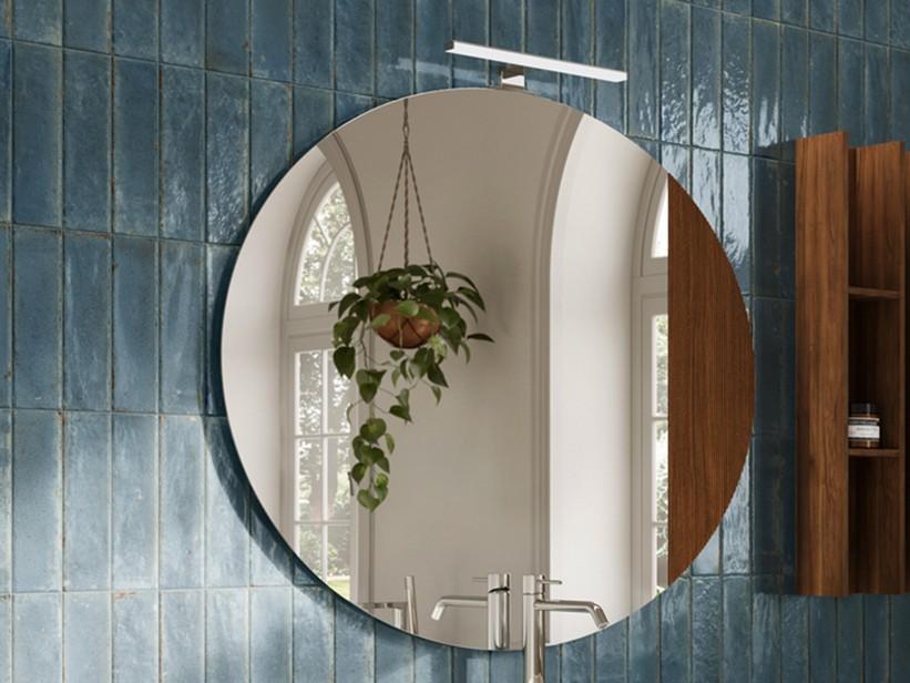 Miroir rond BOHEME façonné Ø 90 avec insert en noyer d’Amérique cannelé | IperCeramica