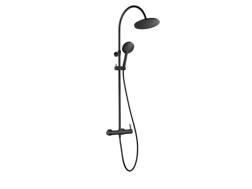 Colonne de douche Tarin avec pomme haute de douche ronde noire mate | IperCeramica