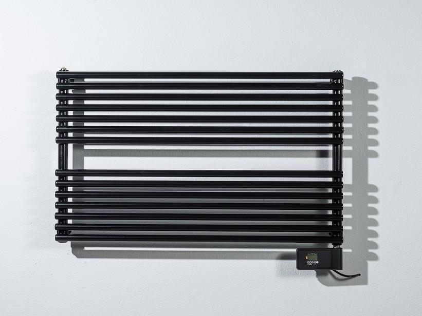 Radiateur sèche-serviette horizontal électrique Start Without L80xH61 noir brillant | IperCeramica