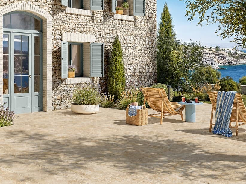 Carrelage extérieur Tibur Avorio Out 40x60 grès cérame rectifié effet marbre ivoire | IperCeramica