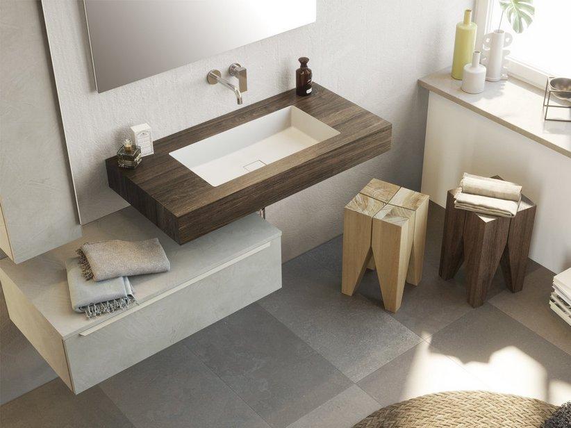 Plan de toilette vasque intégrée Topsy Unitop 100 cm Old Wood | IperCeramica