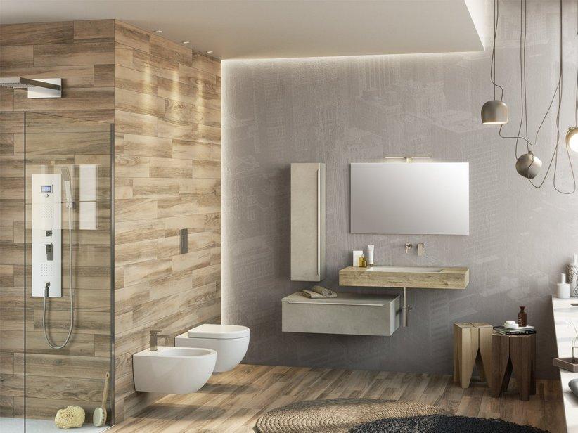 Plan de toilette vasque intégrée Topsy Unitop 100 cm Natural Oak | IperCeramica