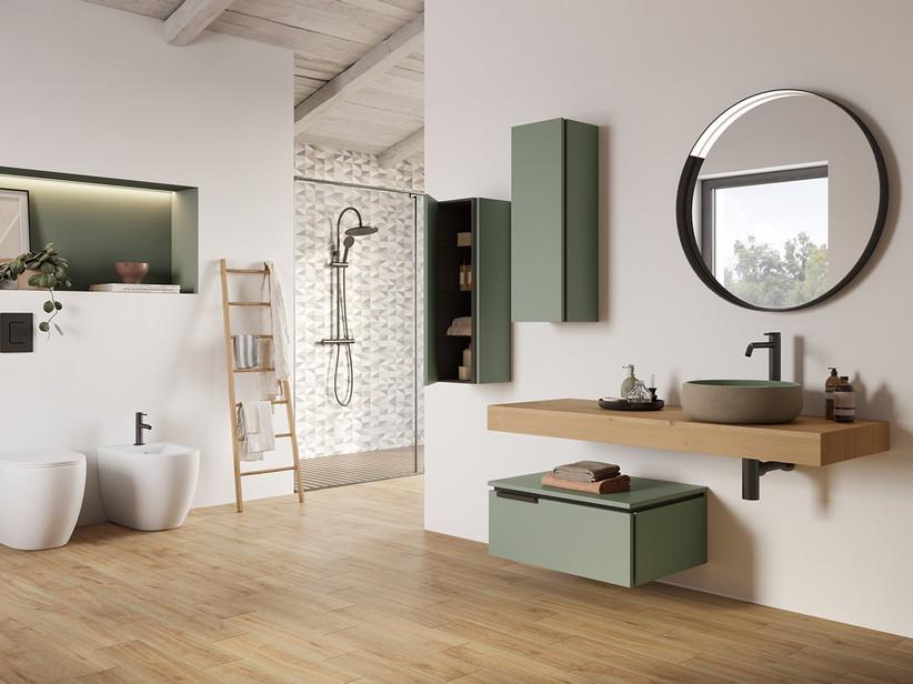 Meuble salle de bains TOUCH 90 cm 1 tiroir vert sauge mat | IperCeramica