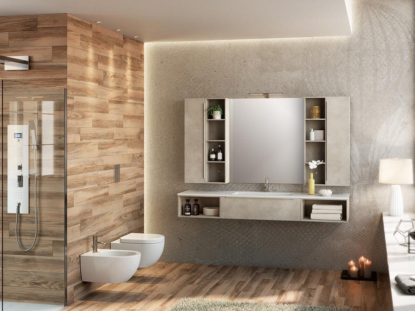 Meuble de salle de bains Trendy 190 1 tiroir lavabo Hide blanc brillant | IperCeramica