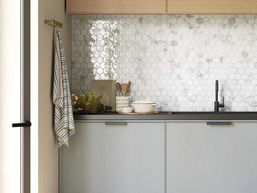 Mosaïque Ultrawhite 29x27 grès cérame effet marbre blanc poli | IperCeramica