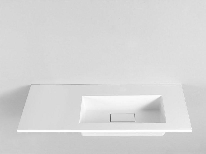 Plan vasque à encastrer Unitop Hide 115,5x51,5 droit en résine blanche brillante | IperCeramica