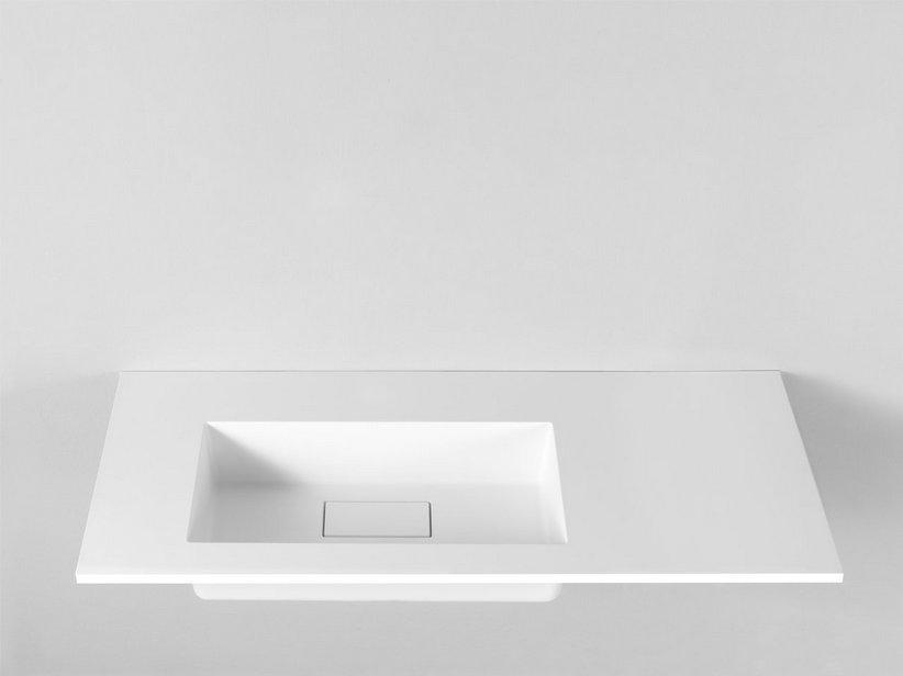 Plan vasque à encastrer Unitop Hide 115,5x51,5 gauche en résine mate blanche | IperCeramica