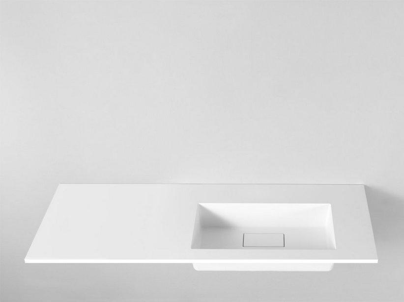 Plan vasque à encastrer Unitop Hide 140,5x51,5 droit en résine blanche brillante | IperCeramica