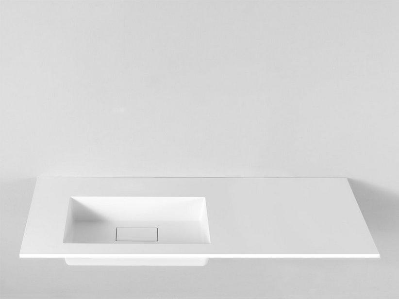 Plan vasque à encastrer Unitop Hide 140,5x51,5 gauche en résine blanche brillante | IperCeramica