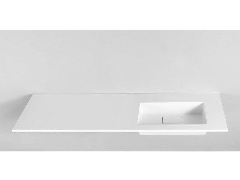 Plan vasque à encastrer Unitop Hide 180x51,5 droite en résine mate blanche | IperCeramica