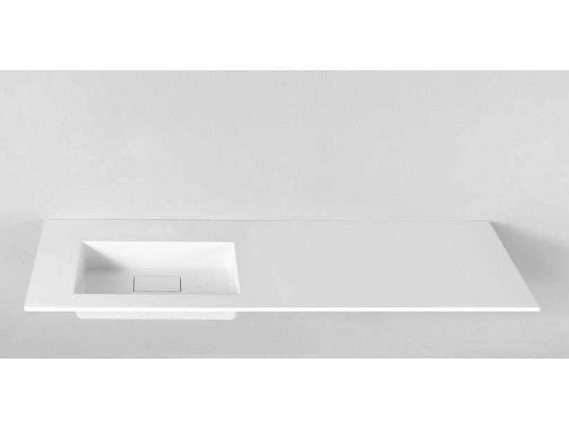 Plan vasque à encastrer Unitop Hide 180x51,5 gauche en résine blanche brillante | IperCeramica