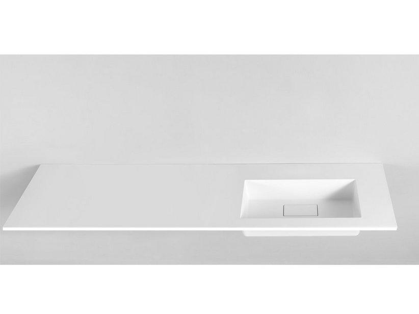 Plan vasque à encastrer Unitop Hide 190,5x51,5 droit en résine blanche brillante | IperCeramica