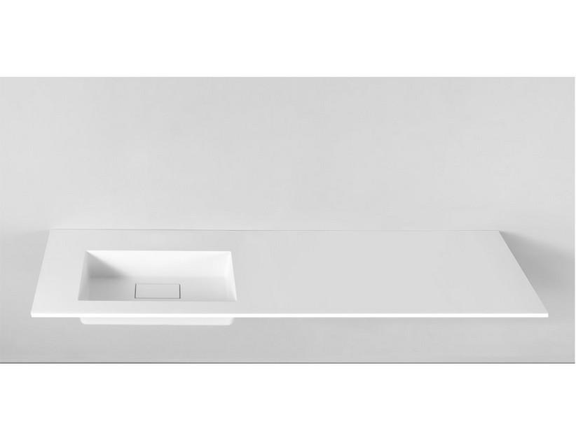 Plan vasque à encastrer Unitop Hide 190,5x51,5 gauche en résine mate blanche | IperCeramica