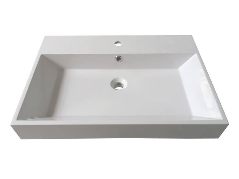 Lavabo à poser/encastrer Unitop Qubo 70x48 en résine blanc brillant | IperCeramica