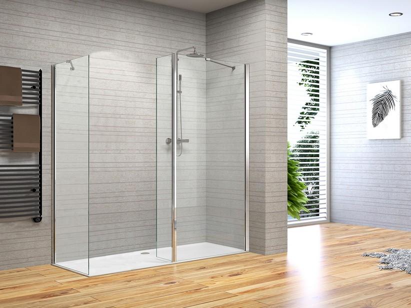 Paroi de douche à l'italienne Fantasy2 2 parois 80x80 cm h190 verre 6 mm transparent chrome | IperCeramica