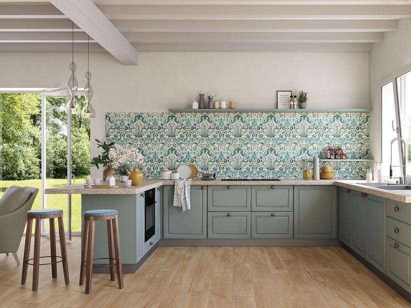 Carrelage extra-fin Wallart Liberty White 50x100 grès cérame effet papier peint floral | IperCeramica