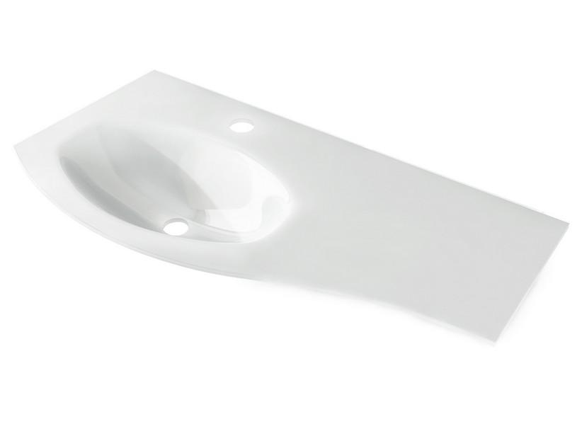 Lavabo Unitop Wave 104x51 cm vasque droite en verre blanc brillant | IperCeramica