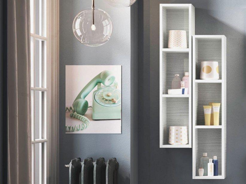 Anta pensile bagno con specchio 64 x 80 x 20 cm effetto legno scuro ne