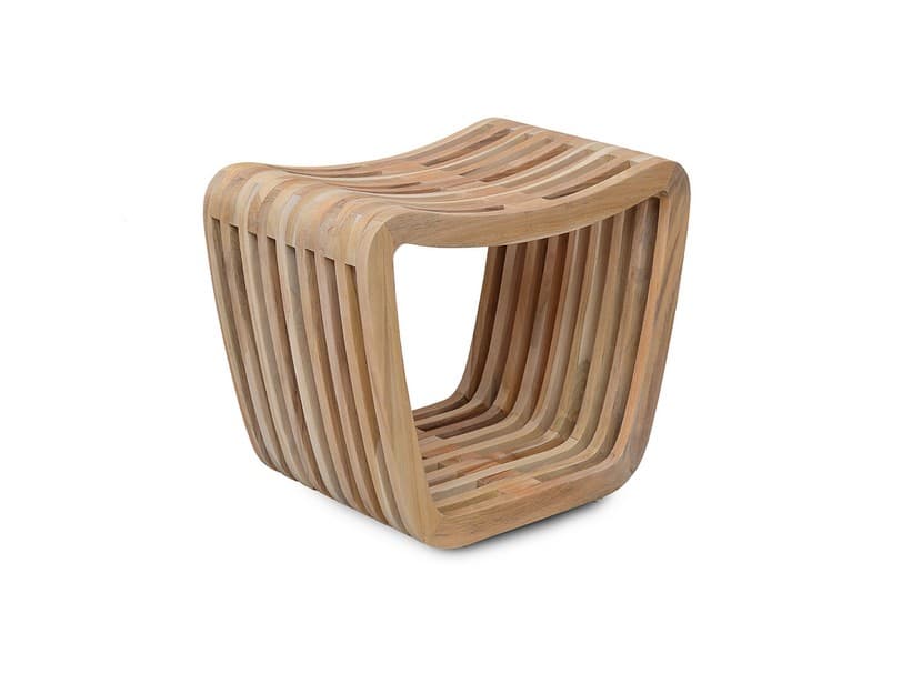 Badhocker Aldente aus gebogenem Teak | IperCeramica Badhocker Aldente aus gebogenem Teak | IperCeramica