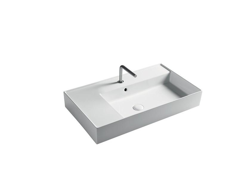 Waschbecken Unitop Twenty rechtes Becken 81x46 cm Weiß glänzend | IperCeramica Waschbecken Unitop Twenty rechtes Becken 81x46 cm Weiß glänzend | IperCeramica