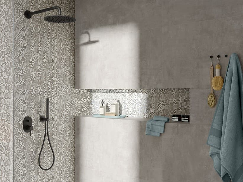 Glasmosaik Chester Grey 31,8x31,8 cm Taubengrau | IperCeramica Glasmosaik Chester Grey 31,8x31,8 cm Taubengrau | IperCeramica