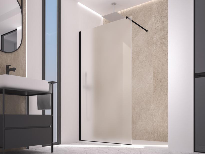 Walk-in-Dusche Zen 160 cm H200 Erw 158/160 Glasstärke 6 mm Geätzt Schwarz matt | IperCeramica Walk-in-Dusche Zen 160 cm H200 Erw 158/160 Glasstärke 6 mm Geätzt Schwarz matt | IperCeramica