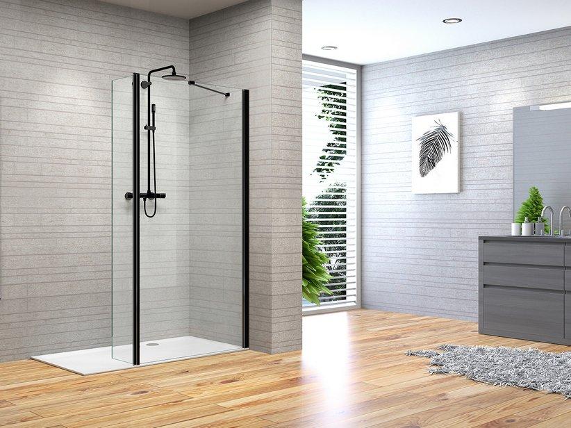 WALK IN FANTASY2 70 cm H190 Erw 95,3/97,3 GLASSTÄRKE 6 mm TRASPARENT SCHWARZ MATT | IperCeramica WALK IN FANTASY2 70 cm H190 Erw 95,3/97,3 GLASSTÄRKE 6 mm TRASPARENT SCHWARZ MATT | IperCeramica