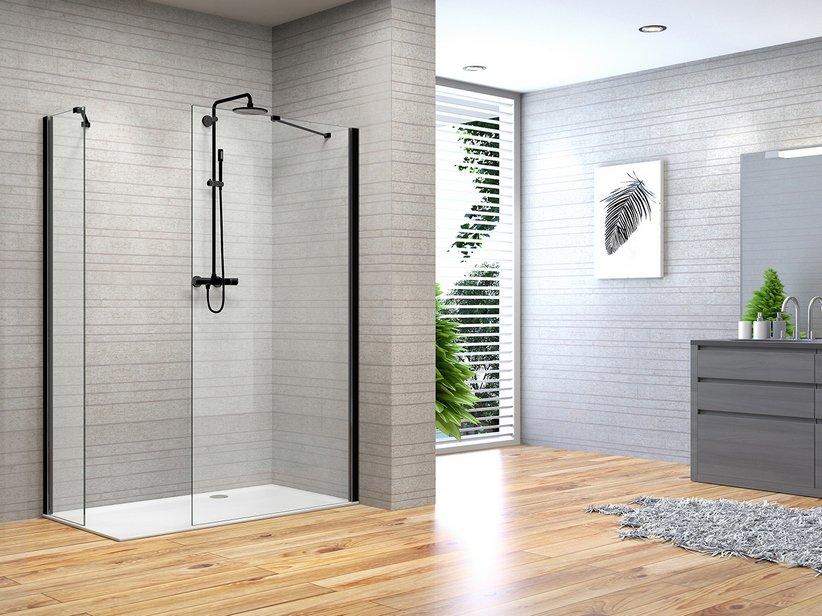 WALK IN FANTASY2 MIT 2 SEITENWÄNDEN 80X90 H190 Erw 75,3/77,3 - 85,3/87,3 cm GLASSTÄRKE 6 mm TRASPARENT SCHWARZ MATT | IperCeramica WALK IN FANTASY2 MIT 2 SEITENWÄNDEN 80X90 H190 Erw 75,3/77,3 - 85,3/87,3 cm GLASSTÄRKE 6 mm TRASPARENT SCHWARZ MATT | IperCeramica