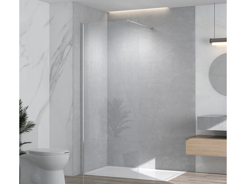 Walk-In-Dusche Hype feste Seite cm 90 H195 Glasstärke 6 mm Transparent, Profile Chrom | IperCeramica Walk-In-Dusche Hype feste Seite cm 90 H195 Glasstärke 6 mm Transparent, Profile Chrom | IperCeramica