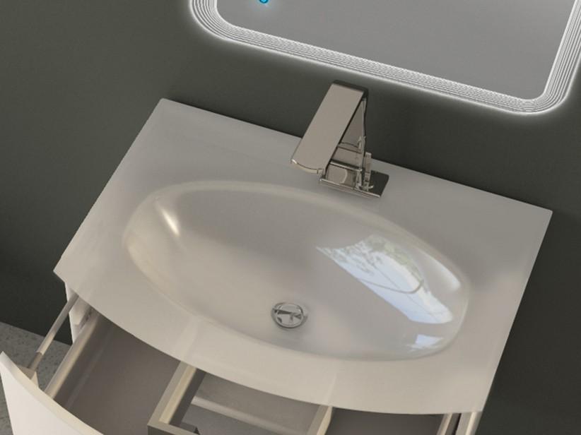 Waschbecken Unitop Style 70x51 cm Becken in der Mitte aus glänzend weißem Harz | IperCeramica Waschbecken Unitop Style 70x51 cm Becken in der Mitte aus glänzend weißem Harz | IperCeramica